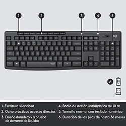 Acheter Teclado y Ratón Inalámbricos Logitech Silent Touch MK295/ Grafito