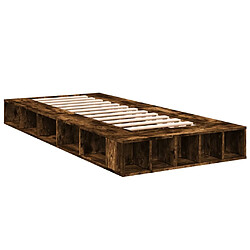 Vidaxl Cadre de lit chêne fumé 90x190 cm bois d'ingénierie