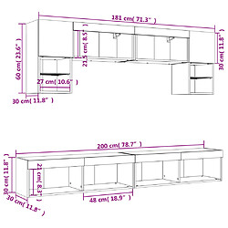 vidaXL Unités murales TV avec LED 6 pcs chêne marron bois d'ingénierie pas cher