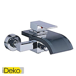 iDeko® Robinet Mitigeur robinet de baignoire contemporaine en verre bec (montage mural)