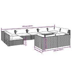 vidaXL Salon de jardin 9 pcs avec coussins Noir Résine tressée pas cher