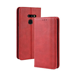 Wewoo Housse Coque Étui en cuir à boucle magnétique avec texture rétro et pour LG G8 ThinQ, support emplacements pour cartes porte-monnaie (rouge)