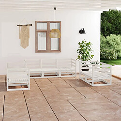 Maison Chic Salon de jardin 7 pcs - Table et chaises d'extérieur - Mobilier/Meubles de jardin Moderne Blanc Bois de pin massif -MN45141