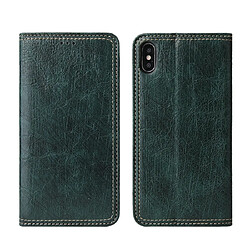 Wewoo Housse Coque Pour iPhone XR Retro Tree Bark Texture PU en cuir à rabat horizontal magnétique avec support et fentes cartes et portefeuille vert