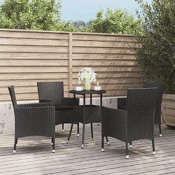 vidaXL Ensemble de bistro de jardin 5 pcs coussins noir poly rotin