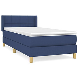 Maison Chic Structures de lit + matelas,Lit à sommier tapissier avec matelas Bleu 90x190 cm Tissu -MN83951