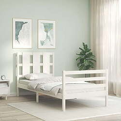 Maison Chic Cadre/structure de lit avec tête de lit pour adulte - Lit Moderne Chambre blanc petit simple bois massif -MN13355