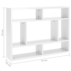 vidaXL Étagère murale Blanc brillant 75x16x55 cm Bois d'ingénierie pas cher