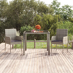 Maison Chic Lot de 2 Chaises de jardin,Fauteuil d'extérieur avec coussins Résine tressée Gris -MN83472