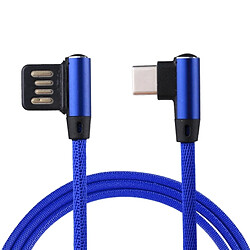 Wewoo Câble bleu foncé pour Samsung Galaxy S8 et S8 + / LG G6 / Huawei P10 P10 Plus / Oneplus 5 autres Smartphones 1m 2.4A Sortie USB vers USB-C / Type-C Double Coude Conception Nylon Weave Style de Charge de Synchronisation de Données