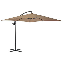 Avis Helloshop26 Parasol meuble de jardin en porte-à-faux avec poteau en acier 250 x 250 cm taupe 02_0008631