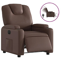 vidaXL Fauteuil inclinable électrique Marron Similicuir