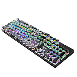 General Clavier de jeu mécanique, 104 touches rondes rétro punk avec claviers filaires USB rétroéclairés RVB arc-en-ciel pour jeu et bureau, pour ordinateur portable Windows PC Mac(noir)