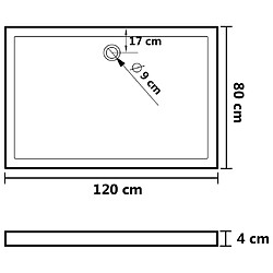 vidaXL Receveur de douche avec picots Blanc 80x120x4 cm ABS pas cher