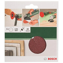 Bosch 2609256B48 Disques abrasifs papier pour Ponceuses à serrer trou central Diamètre 125 Grain 40 Lot de 5 feuilles