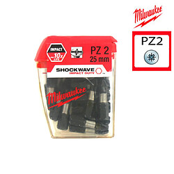 Embout PZ2 Shockwave 25 mm MILWAUKEE - 25 pièces - 4932430864