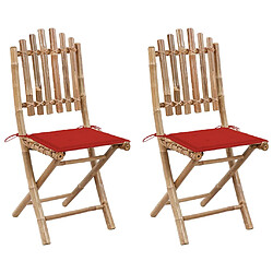 vidaXL Chaises pliables de jardin lot de 2 avec coussins Bambou