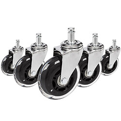 Hjh Office 5 x roulettes pour sols durs ROLO SKATE 11 mm / 75 mm chrome transparent (lot de 5)