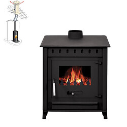 Interstoves Pack Poêle à bois LYA 12 bûches 45cm + Kit Conduit 150 - Acier