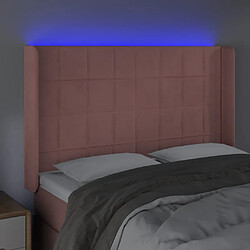 Avis vidaXL Tête de lit à LED Rose 147x16x118/128 cm Velours