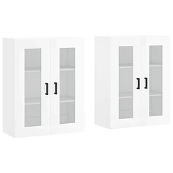 Maison Chic Lot de 2 Armoires murales,Meuble de Rangement,Armoire Suspendue blanc brillant bois d'ingénierie -MN20106