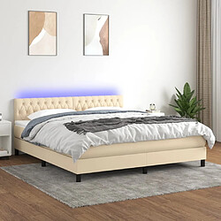 Maison Chic Lit adulte- Lit + matelas,Sommier à lattes de lit avec matelas LED Crème 160x200 cm Tissu -GKD48710