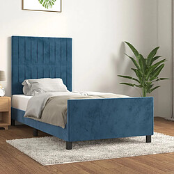 vidaXL Cadre de lit sans matelas bleu foncé 90x190 cm velours