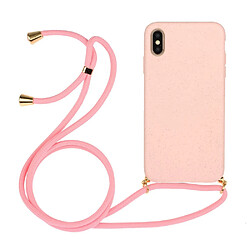 Coque en TPU souple avec sangle multifonction rose pour votre Apple iPhone X/XS 5.8 pouces