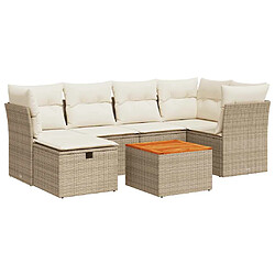 vidaXL Salon de jardin avec coussins 7 pcs beige résine tressée