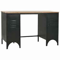 Avis Maison Chic Bureau solide,Table de travail,Bureau d'ordinateur à double piédestal Bois de sapin et acier 120x50x76 cm -GKD55931