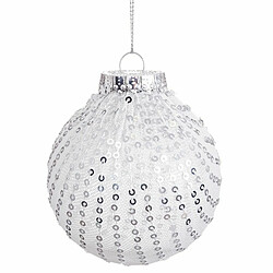 BigBuy Christmas Boules de Noël Blanc Argenté Plastique Tissu Paillettes 8 x 8 x 8 cm (6 Unités)