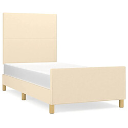 Maison Chic Lit adulte - Cadre Structure de lit avec tête de lit Contemporain Crème 90x190 cm Tissu -MN45761