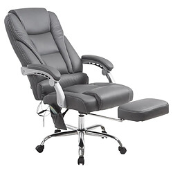 Decoshop26 Fauteuil de bureau avec fonction massage repose-pieds dossier inclinable en PVC gris 10_0002584