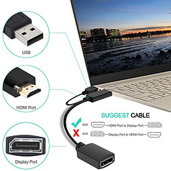 Universal Adaptateur adaptateur HDMI mâle à DP Display Port alimenté par USB 4K | Câble HDMI