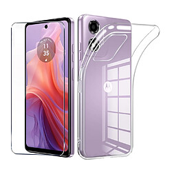 Htdmobiles Coque pour Motorola Moto G04 / G04s / G24 / G24 Power / E14 - housse etui silicone gel fine + film ecran - TRANSPARENT TPU pas cher