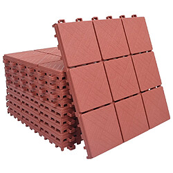 vidaXL Carreaux de terrasse 10 pcs Rouge 30,5x30,5 cm Plastique