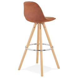 Acheter Alterego Tabouret de bar 'MARKA' en microfibre brune et pieds en bois naturel