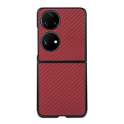 Coque en TPU + PU texture en fibre de carbone, anti-rayures rouge pour votre Huawei P50 Pocket