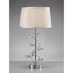 Luminaire Center Lampe de Table Willow avec Abat jour blanc 1 Ampoule chrome poli/cristal