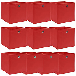 Maison Chic Lot de 10 Boîtes de rangement,Boîtes de stockage Rouge 32x32x32 cm Tissu -MN311017