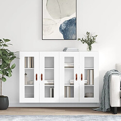 Maison Chic Lot de 2 Armoires murales,Meuble de Rangement,Armoire Suspendue blanc bois d'ingénierie -MN72274