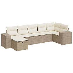 vidaXL Salon de jardin avec coussins 7 pcs beige résine tressée