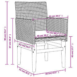 vidaXL Chaises de jardin coussins lot de 2 gris résine tressée et bois pas cher