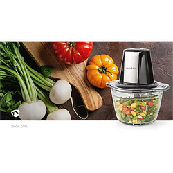 Acheter NEDIS Mini Hachoir Noir Chromé 1L Bol verre 500W - 4 Lames en Inox avec Couvercle de sécurité Noire