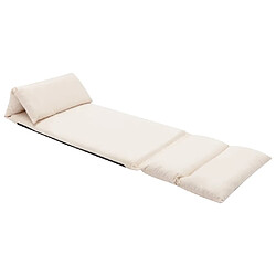 vidaXL Chaise pliable de sol Crème Microfibre 