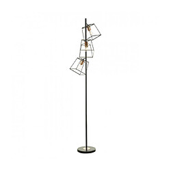 Luminaire Center Lampadaire Tower Cuivre poli,Noir mat 3 ampoules 180cm