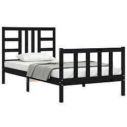 Acheter Maison Chic Lit adulte - Cadre de lit et tête de lit,Structure du lit Contemporain pour chambre noir 100x200 cm bois massif -MN23078