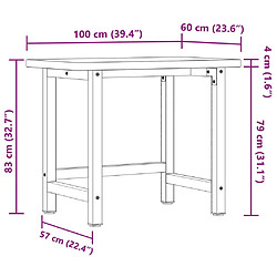 vidaXL Établi 100x60x83 cm bois massif de hêtre rectangulaire pas cher