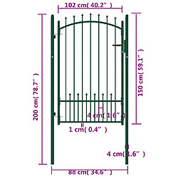 Acheter vidaXL Portail de clôture avec pointes Acier 100x150 cm Vert