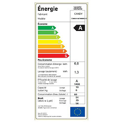 Acheter Lave-linge séchant hublot 10/6kg 1400 tours/min - csws4106twmre-47 - CANDY